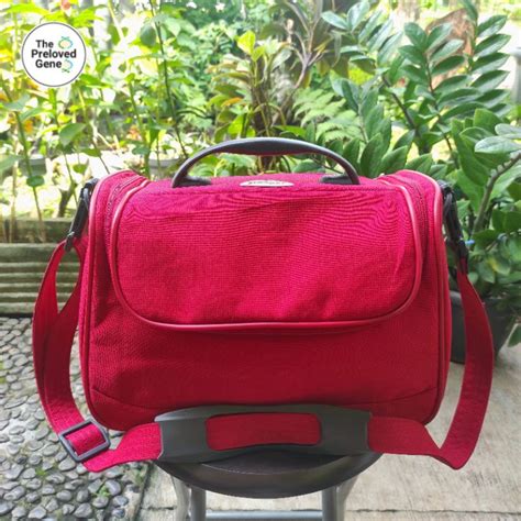 merah preloved red samsonite travel bag shopee malaysia