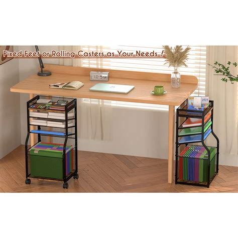 Tier Rolling File Cart With Hanging File Folders Mobile Desk File