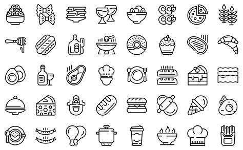 French Cuisine Icons Set Outline Style 8501856 Vector Art At Vecteezy
