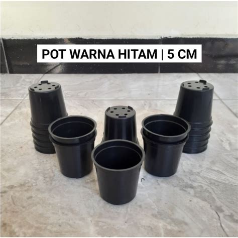 jual pot bunga kecil hitam  cm shopee indonesia