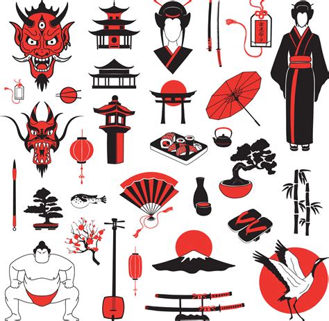 Collection Objects of Japanese Culture 10562385 Vector Art at Vecteezy
