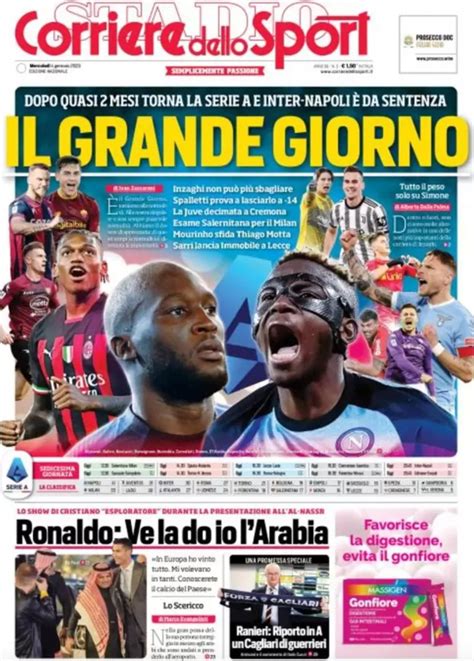 Prima Pagina Corriere Dello Sport Il Grande Giorno