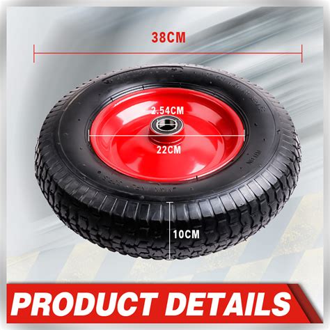 16 Wheelbarrow Trolley Wheel 4 80 4 00 8 Pneumatic Tyre 25 4mm Bore Tire Steel Ebay