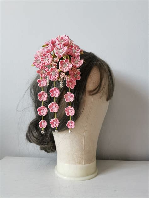 pure silk Japanese hair pin,Traditional Tsumami Kanzashi Hair Pin ...