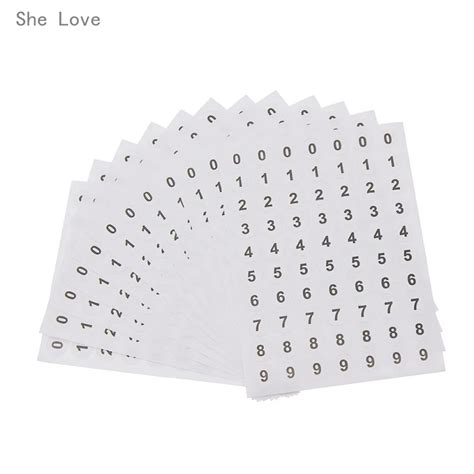 She Love 12 листов, белые круглые цифры 0-9, самоклеющиеся наклейки для ...