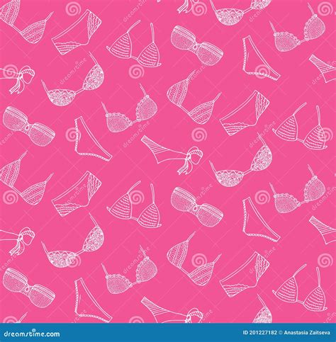 Vector Lingerie Set Underwear Design Outline Hand Drawn Illustration Bras And Panties Doodle