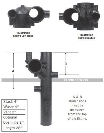 Charlotte Pipe 04738 4 X 28 Threaded Starter Fitting Double With 2