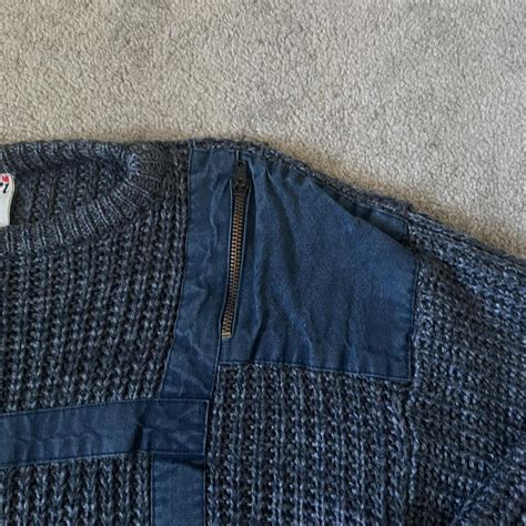Knitted Blue Sweater With Zip Pocket Depop