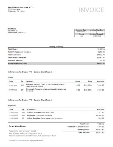 Law Firm Invoice Templates With Examples Bill4time Blog