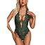 Aranmei Sexy Lingerie For Women Hollow Out Floral Lace Bodysuit One Piece Lingerie Deep V Teddy