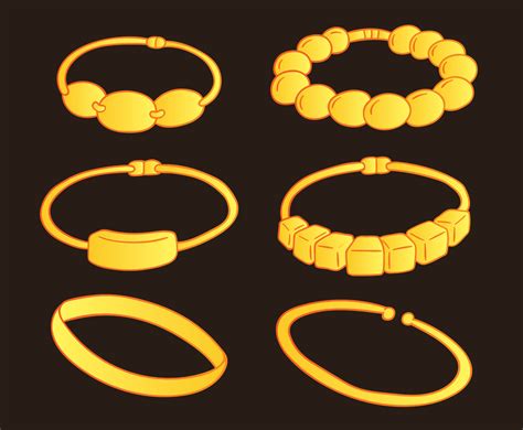 Hand Drawn Gold Bracelet Collection Vector Vector Art Graphics