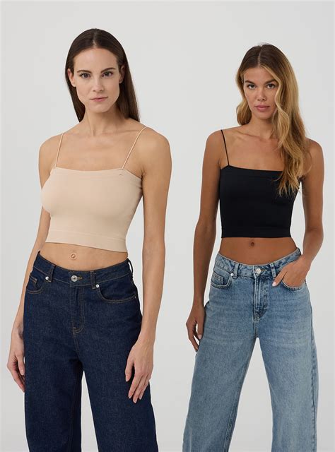 Var nude Pack de 2 tops sin costuras con canalé Terranova