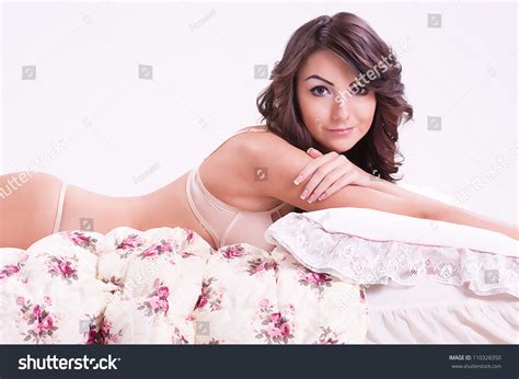 Sexy Beautiful Brunette Girl Bed Stock Photo Edit Now