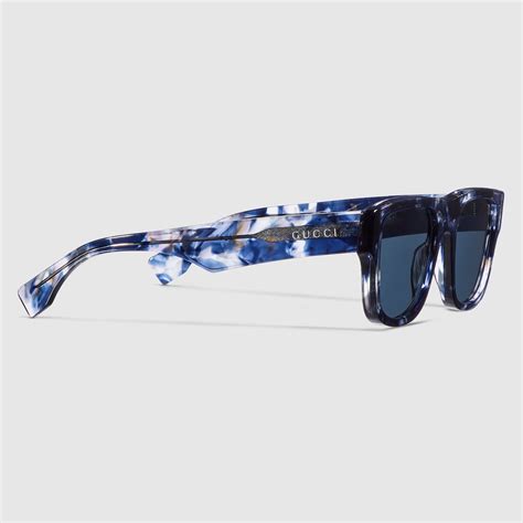 Rectangular Frame Sunglasses In Blue Tortoiseshell Gucci® Us