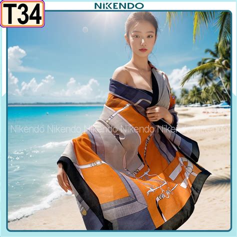 Khăn Choàng Lụa Đi Biển Bản To x cm Áo Choàng Bikini Quàng Cổ Choàng Vai Phong Cách