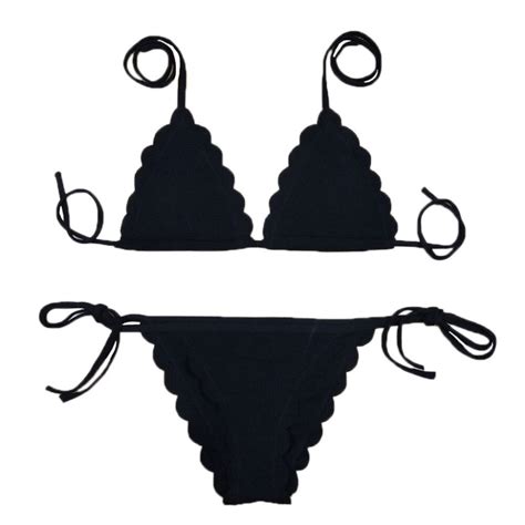 Biquini Sexy Women Bandage Bikini Set Push Up Padded Bra Swimsuit Monokini Swimwear Scalloped