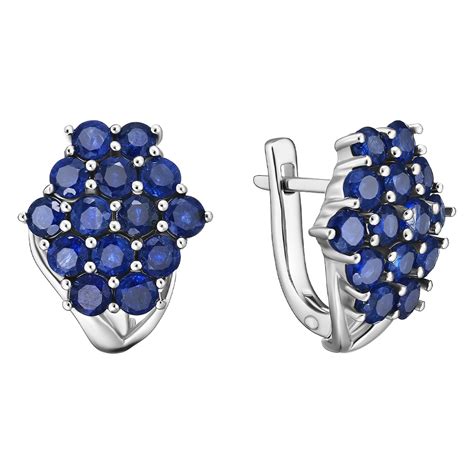 Серебряные серьги с сапфирами - купить в ювелирном магазине