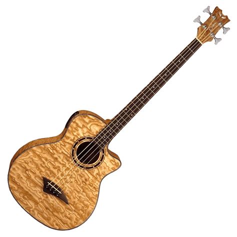 Disc Dean Exotica Quilt Ash Electro Acoustic Bass Guitar Natural Gear4music