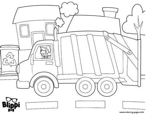 Blippi Driving Garbage Truck Coloring page Printable