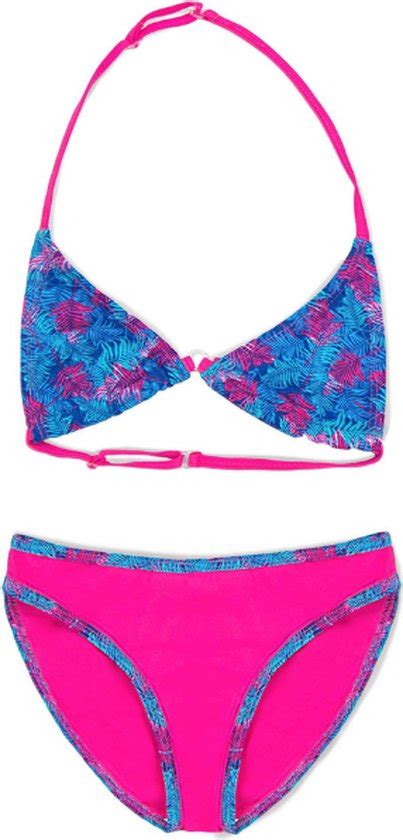 Meisjes Bikini Palmblad Roze Blauw Maat 8 Jaar 128 Cm Bol
