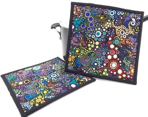 Quilted Potholders Fabric Hot Pads Colorful Brights On Etsy