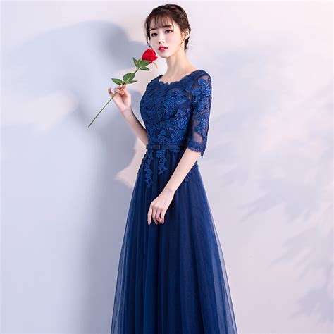 Dark Blue Tulle Lace Long Prom Dress Evening Dress · Dress Idea