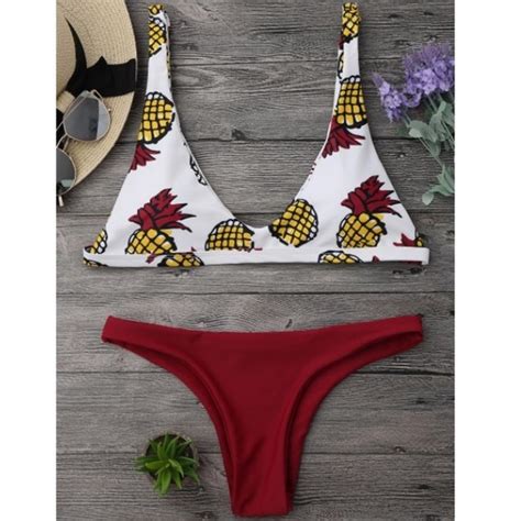 Swim High Cut Pineapple Bikini Set Red Poshmark