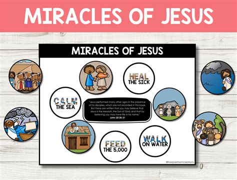 Jesus Miracles Matching Activity: Kids Bible Lesson (printable PDF) - Etsy