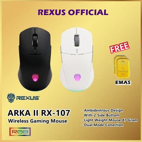 Jual REXUS ARKA II RX 107 Wireless Dual Conection Gaming Mouse ARKA 2