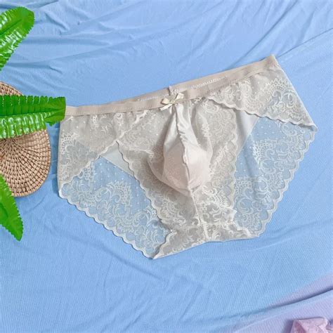 Fashion Men Briefs Sexy Lace Men S Underwear Gay Pouch Briefs See Through Comfortable Mesh