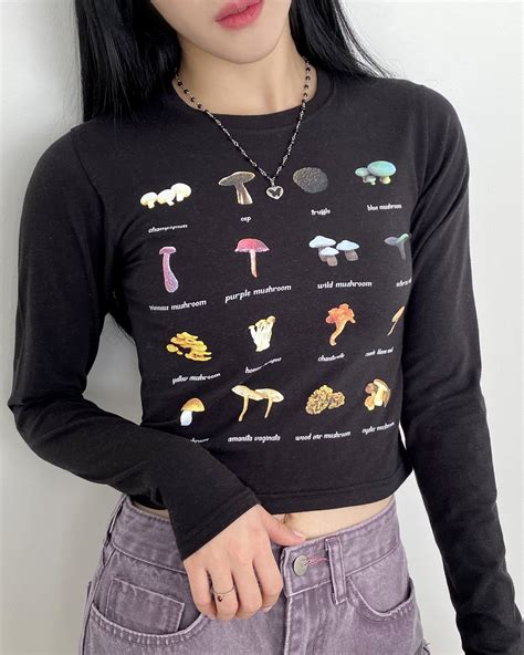 Made Mushroom Print Crop T Shirt Wonder Wonder 60 Asian