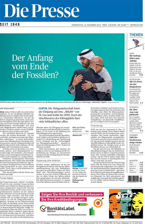 Die Presse - Today's Cover | Front Pages