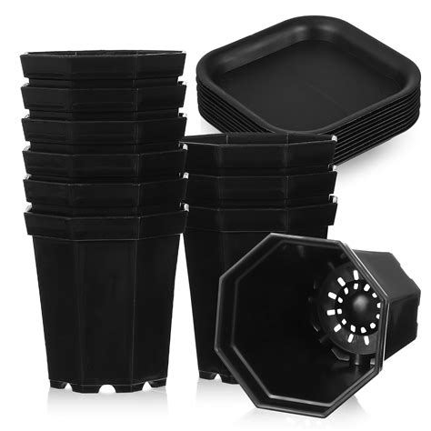 HEMOTON 10 Set Nursery Pots Plastic Plant Pots with Saucers Flower Pots