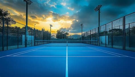 tennis court   sunset   background premium ai generated image