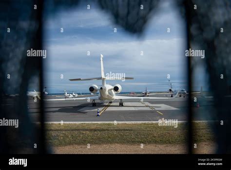 Private Jets Are Seen Parked At Nice Cote Dazur Airport In France