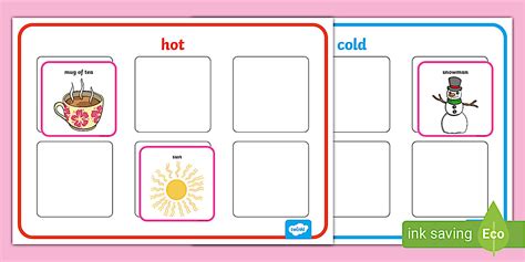 Editable Hot And Cold Sorting Activity Teacher Made