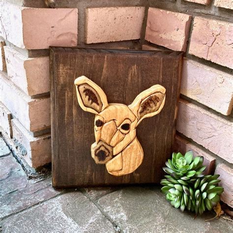 Wood Deer Head Wall Plaque Etsy