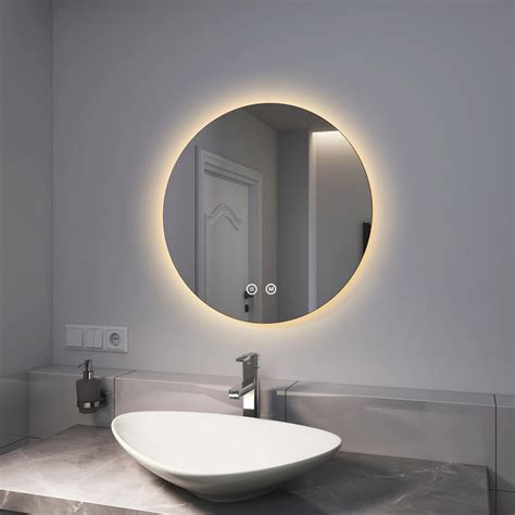 Emke Miroir Lumineux Salle De Bain Rond Diam Tre Cm R Tro Clairage