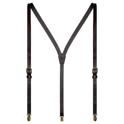 Dark Brown Leather Y Back Clip On Braces In Stock Trendhim
