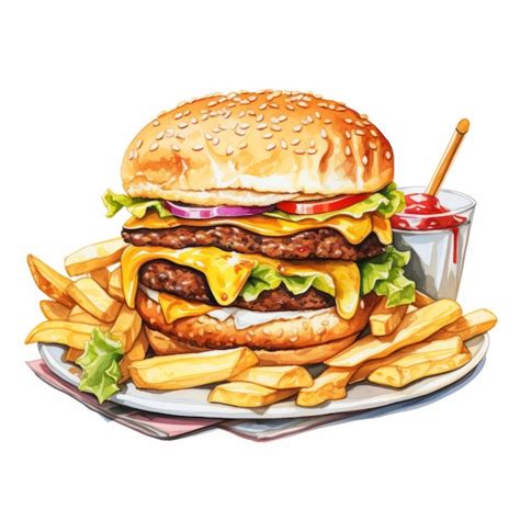 Premium Photo | Realistic Watercolor Painting Of A Gigantic Hamburger ...