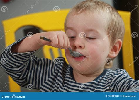 Funny Babe Blondes Licks Finger With Yogurt Stock Image Image Of Lick Funny