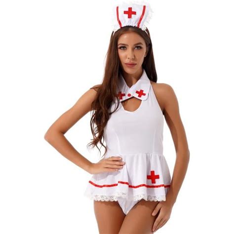 Iiniim Mini Robe Courte Femme Sexy Déguisement Infirmière Coquine Lingerie Médecin Nuisette