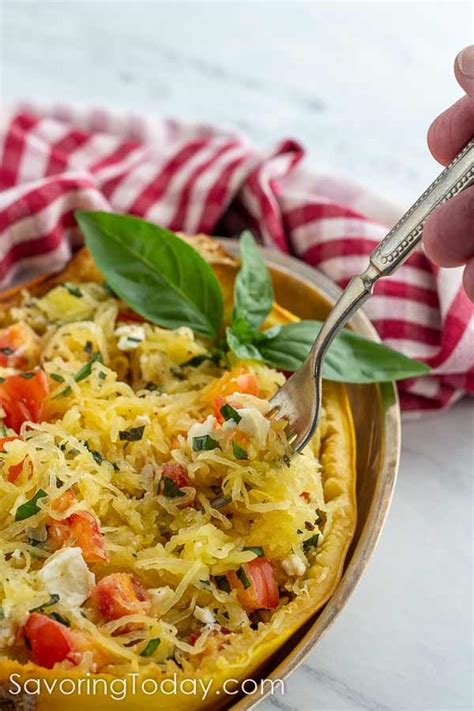 Roasted Spaghetti Squash With Tomato Basil And Feta Recipe