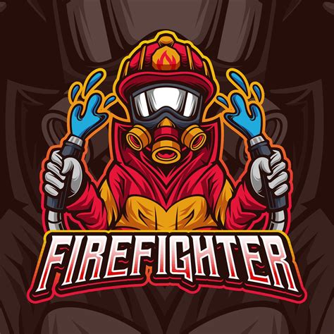 Firefighter Mascot Logo Template Design 8873537 Vector Art At Vecteezy