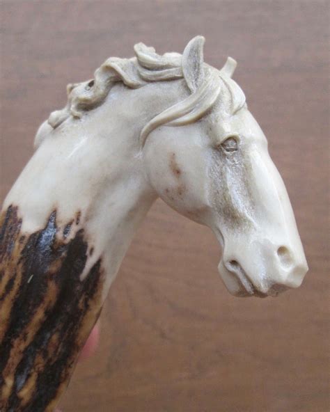 Hand Carved Horse Head Handle In Antler Canes And Walking Sticks