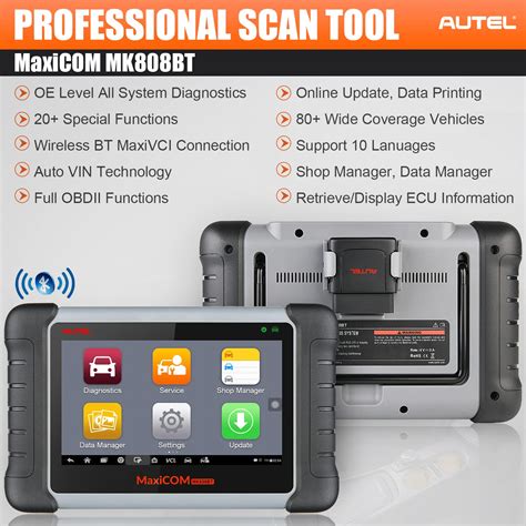 Autel Scanner MaxiCOM MK808BT 2022 New Model Of MK808 MaxiCheck MX808