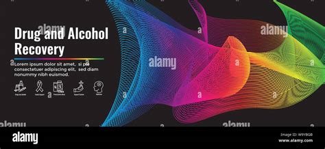 Drug Alcohol Dependency Icon Set And Web Header Banner Stock Vector