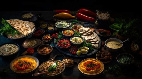 Premium AI Image | Typical Arab food and products interesting aromas ...