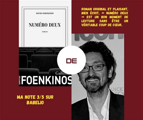 Numéro deux de David Foenkinos Ma passion les livres