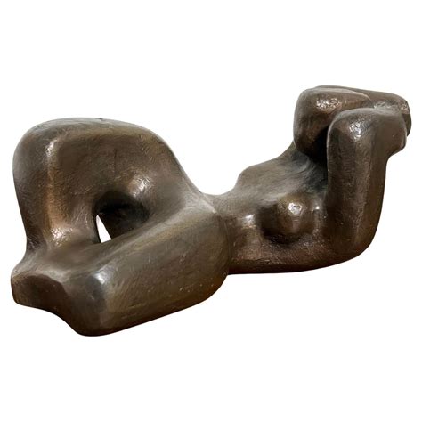 Vintage Figural Nude Bronze Wrought Iron And Wood Sculpture Circa